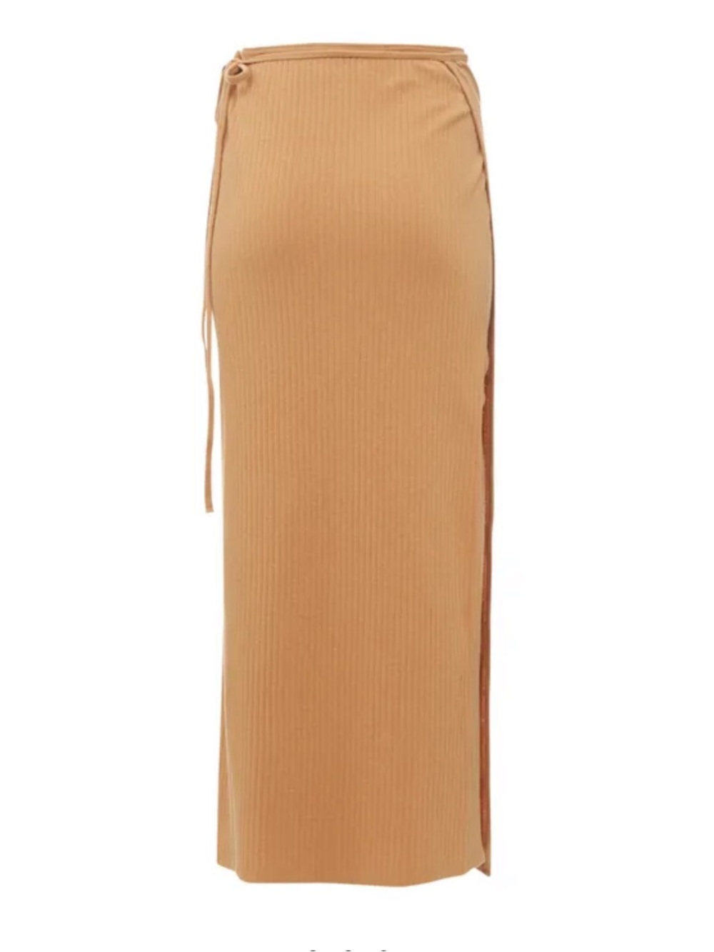 Baserange Rib Cotton Knit Wrap Maxi Skirt Beige Tan Sz Small - Picture 3 of 8